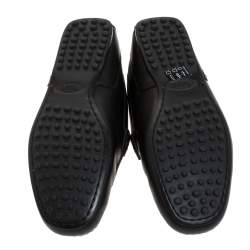 Pre Owned Tod's for Ferrari Black Leather Loafers Size 38.5