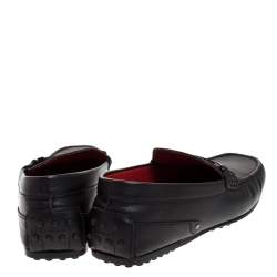 Pre Owned Tod's for Ferrari Black Leather Loafers Size 38.5