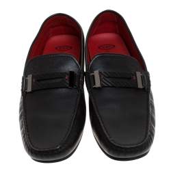 Pre Owned Tod's for Ferrari Black Leather Loafers Size 38.5