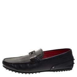 Pre Owned Tod's for Ferrari Black Leather Loafers Size 38.5