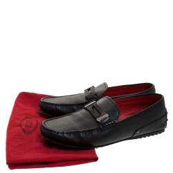 Pre Owned Tod's for Ferrari Black Leather Loafers Size 38.5