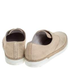 Pre Owned Tod's Cream Textured Leather Francesina Espadrille Slip On Sneakers Size 39