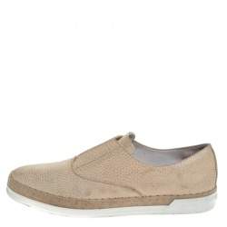 Pre Owned Tod's Cream Textured Leather Francesina Espadrille Slip On Sneakers Size 39
