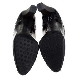 مملوكة مسبقًا حذاء بوت تودز جلد أسود كعب مربع سميك مقاس 37