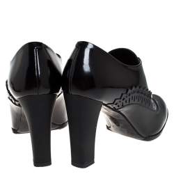 مملوكة مسبقًا حذاء ب وت تودز جلد أسود كعب مربع سميك مقاس 37