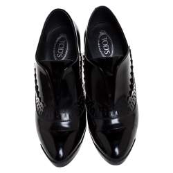 مملوكة مسبقًا حذاء بوت تودز جلد أسود كعب مربع سميك مقاس 37