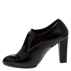 مملوكة مسبقًا حذاء بوت تودز جلد أسود كعب مربع سميك مقاس 37