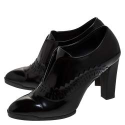 مملوكة مسبقًا حذاء بوت تودز جلد أسود كعب مربع سميك مقاس 37