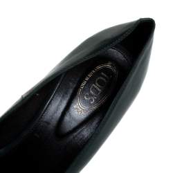 Pre Owned Tod's Green Leather Block Heel Square Toe Pumps Size 40