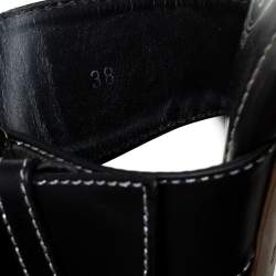 Pre Owned Tod's Black Leather Buckle Detail Slide Sandals Size 38