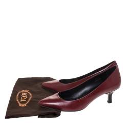 Pre Owned Tod's Burgundy Leather Pointed Toe Pumps Size 37.5