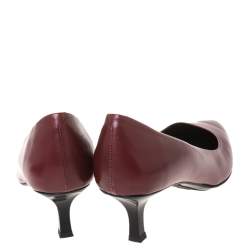 Pre Owned Tod's Burgundy Leather Pointed Toe Pumps Size 37.5