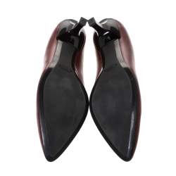 Pre Owned Tod's Burgundy Leather Pointed Toe Pumps Size 37.5