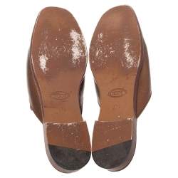 مملوكة مسبقًا Tod's Metallic Bronze Leather Double T Mules Size 37.5