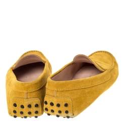 Pre Owned Tod's Yellow Suede Penny Loafers Size 39.5