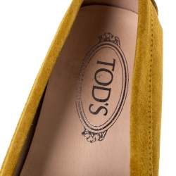 Pre Owned Tod's Yellow Suede Penny Loafers Size 39.5