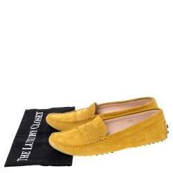 Pre Owned Tod's Yellow Suede Penny Loafers Size 39.5