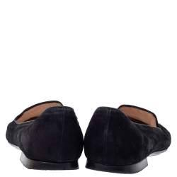 Pre Owned Tod's Black Suede Leather Double T Smoking  Slippers Size 38.5