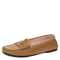 Pre Owned Tod's Tan Leather Penny Loafers Size 38