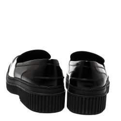 Pre Owned حذاء لوفرز تودز بيني نعل سميك جلد لامع وجلد أبيض /أسود مقاس 38