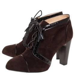 Tod's Brown Suede Leather Lace Up Ankle Booties Size 37