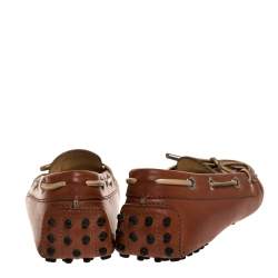 Tod's Brown Leather Bow Slip On Loafers Size 37.5