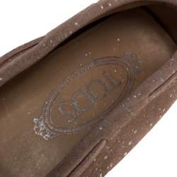 Tod's Pink Suede And Silver Paint Spot Bow Loafers Size 37.5