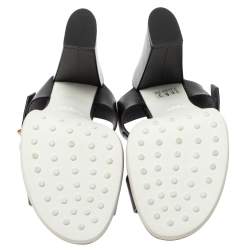 Pre Owned Tod's Black Leather Platform Ankle Strap Sandals Size 38.5