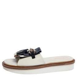 Pre Owned Tod's Multicolor Leather Fringe And Tassel Platform Slide Sandals Size 37.5