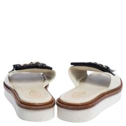 Pre Owned Tod's Multicolor Leather Fringe And Tassel Platform Slide Sandals Size 37.5