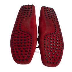 Tod's For Ferrari Red Suede Bow Slip On Loafers Size 40.5