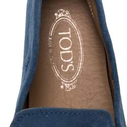 Pre Owned Tod's Blue Suede Gommino Slip On Loafers Size 43
