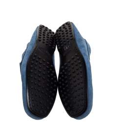 Pre Owned Tod's Blue Suede Gommino Slip On Loafers Size 43