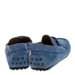 Pre Owned Tod's Blue Suede Gommino Slip On Loafers Size 43