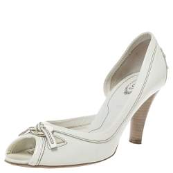 Pre Owned Tod's White Patent Leather D'orsay Peep Toe Pumps Size 38