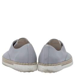 Pre Owned Tod's Grey Leather Francesina Espadrille Slip On Sneakers Size 37