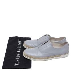 Pre Owned Tod's Grey Leather Francesina Espadrille Slip On Sneakers Size 37