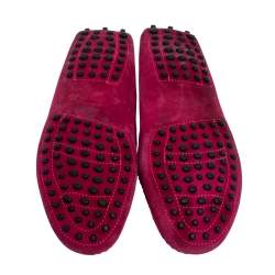 Pre Owned Tod's Pink Suede Leather Driver Penny Slip On Loafers Size 39