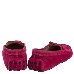 Pre Owned Tod's Pink Suede Leather Driver Penny Slip On Loafers Size 39