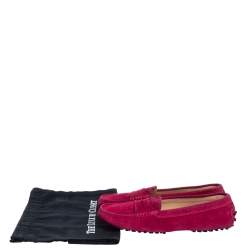Pre Owned Tod's Pink Suede Leather Driver Penny Slip On Loafers Size 39