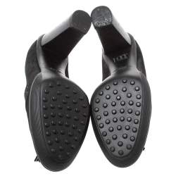 Pre Owned حذاء كعب عالي لوفرز تودز سويدي نعل سميك مزخرف دلايه شراشيب سويدي أسود مقاس 38