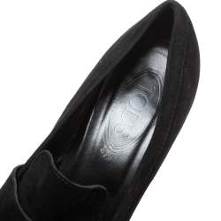 Pre Owned حذاء كعب عالي لوفرز تودز سويدي نعل سميك مزخرف دلايه شراشيب سويدي أسود مقاس 38