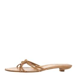 Tod's Brown Suede Oval Hardware Knotted Strappy Kitten Heel Sandals Size 41.5