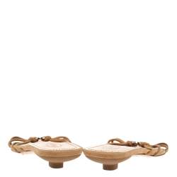 Tod's Brown Suede Oval Hardware Knotted Strappy Kitten Heel Sandals Size 41.5