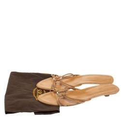 Tod's Brown Suede Oval Hardware Knotted Strappy Kitten Heel Sandals Size 41.5