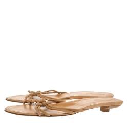 Tod's Brown Suede Oval Hardware Knotted Strappy Kitten Heel Sandals Size 41.5