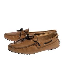 Tod's Tan Leather Braided Cord Bow Loafers Size 36.5