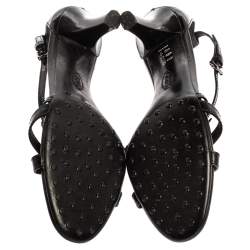 Pre Owned صندل تودز سيور كاحل جلد لامع أسود مقاس 41