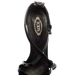 Pre Owned صندل تودز سيور كاحل جلد لامع أسود مقاس 41