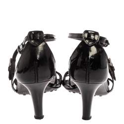 Pre Owned صندل تودز سيور كاحل جلد لامع أسود مقاس 41